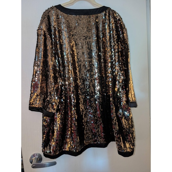 Michael Simon Glitter Top Womens Size 3X Gold Silver Black Sequin Full Zip Glam - Picture 7 of 7